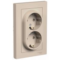 купить Атлас песочный розетка скрытая 2-мест заземление шторки IP20 в сборе в Самаре Атлас песочный розетка скрытая 2-мест заземление шторки IP20 в сборе
