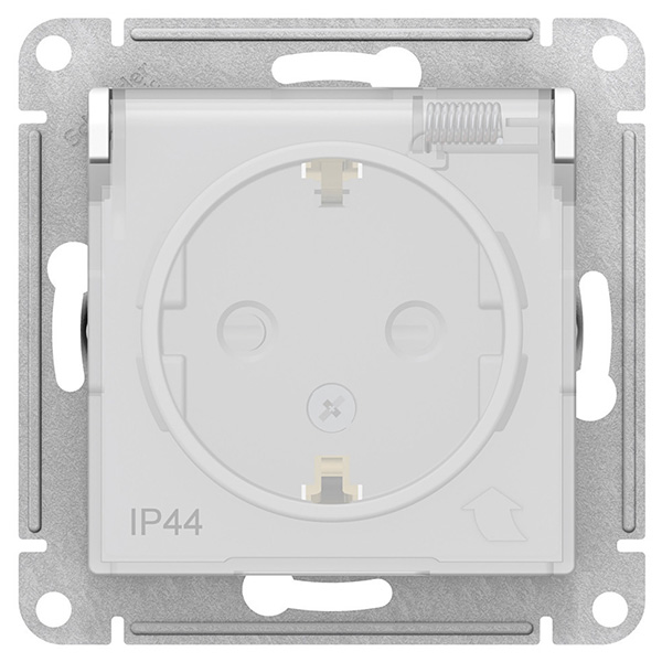 AtlasDesign Aqua белый розетка скрытая 1-мест заземление с крышкой шторки IP44 