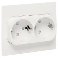 купить Стокгольм белый розетка скрытая 2-мест заземление шторки IP20 в Самаре Стокгольм белый розетка скрытая 2-мест заземление шторки IP20