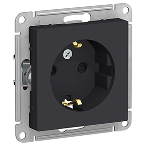 купить Атлас карбон розетка скрытая 1-мест заземление шторки IP20  в Самаре Атлас карбон розетка скрытая 1-мест заземление шторки IP20