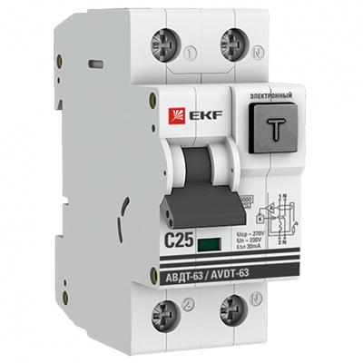 купить Дифавтомат 2Р 25А C 30мА 6кА АВДТ63 2мод EKF в Самаре Дифавтомат 2Р 25А C 30мА 6кА АВДТ63 2мод EKF