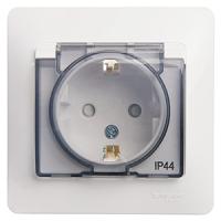 купить Глосса белый розетка скрытая 1-мест заземление с крышкой шторки IP44 в сборе в Самаре Глосса белый розетка скрытая 1-мест заземление с крышкой шторки IP44 в сборе