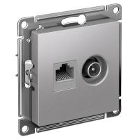 AtlasDesign алюминий розетка RJ45+TV скрытая 2-ая  