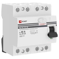 Выключатель дифференциальный (УЗО) 4Р 40А 30мА AC ВД-100 EKF