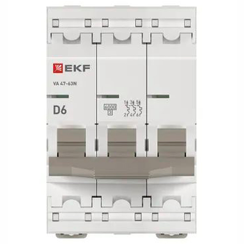 Автоматический выключатель 3P 6А (D) 6кА ВА 47-63N EKF PROxima