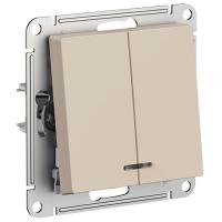 купить Атлас песочный выключатель 2кл с подсветкой скрытая 10А IP20  в Самаре Атлас песочный выключатель 2кл с подсветкой скрытая 10А IP20