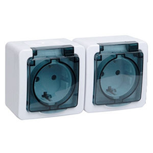 купить Гермес дымчатый розетка открытая 2-мест заземление с крышкой IP54  в Самаре Гермес дымчатый розетка открытая 2-мест заземление с крышкой IP54