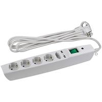 купить Фильтр сетевой 5-мест 2м ПВС 3*0,75 белый выкл USB ЭРА в Самаре Фильтр сетевой 5-мест 2м ПВС 3*0,75 белый выкл USB ЭРА
