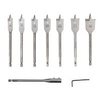 Набор сверл перовых по дереву 9 предметов: 14-16-18-20-22-25-30х152 мм, удлинитель, ключ, Kranz