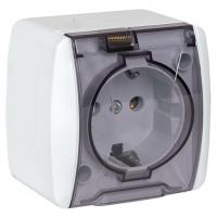 купить Владивосток белый розетка открытая 1-мест заземление с крышкой IP44  в Самаре Владивосток белый розетка открытая 1-мест заземление с крышкой IP44