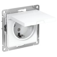 AtlasDesign белый розетка скрытая 1-мест заземление с крышкой шторки IP20 