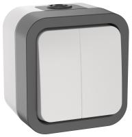 купить TORS Выключатель двухклавишный 10А IP55 TS205 сер-бел IEK в Самаре TORS Выключатель двухклавишный 10А IP55 TS205 сер-бел IEK