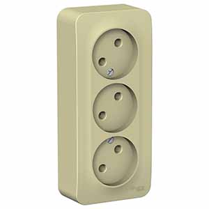 купить Бланка бежевый розетка открытая 3-мест IP20  в Самаре Бланка бежевый розетка открытая 3-мест IP20