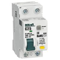 Дифавтомат 2Р 25А C тип AC 30мА 6кА 2мод ДИФ-103 DEKraft