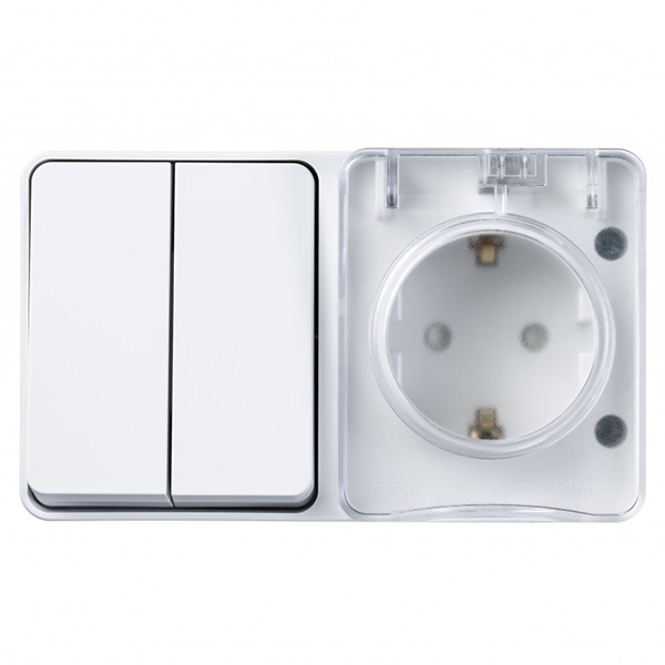 AtlasDesign Profi54 белый блок Р+В2кл открытая горизонтально IP54 