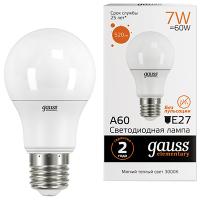 купить Лампа светодиодная 220В Е27 7Вт 3000К 520лм стандарт A60 матовая Gauss  в Самаре Лампа светодиодная 220В Е27 7Вт 3000К 520лм стандарт A60 матовая Gauss