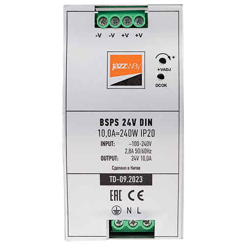 Блок питания 24В 240Вт IP20 Jazzway DIN-рейка