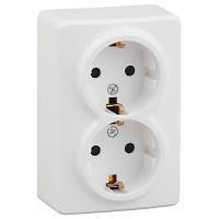 купить Эксперт белый розетка открытая 2-мест заземление IP20  в Самаре Эксперт белый розетка открытая 2-мест заземление IP20