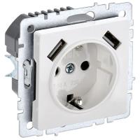 BRITE Роз. с з/к/ш 16А с USB A+A 3,1А РЮш10-2-БрБ бел. IEK