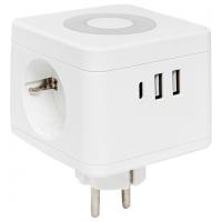купить Разветвитель 2-мест 16А заземление 2*USB белый квадрат пластик EKF +ночник в Самаре Разветвитель 2-мест 16А заземление 2*USB белый квадрат пластик EKF +ночник