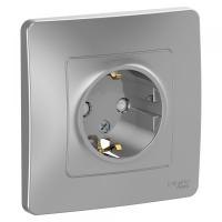 купить Бланка алюминий розетка скрытая 1-мест заземление шторки IP20 в Самаре Бланка алюминий розетка скрытая 1-мест заземление шторки IP20