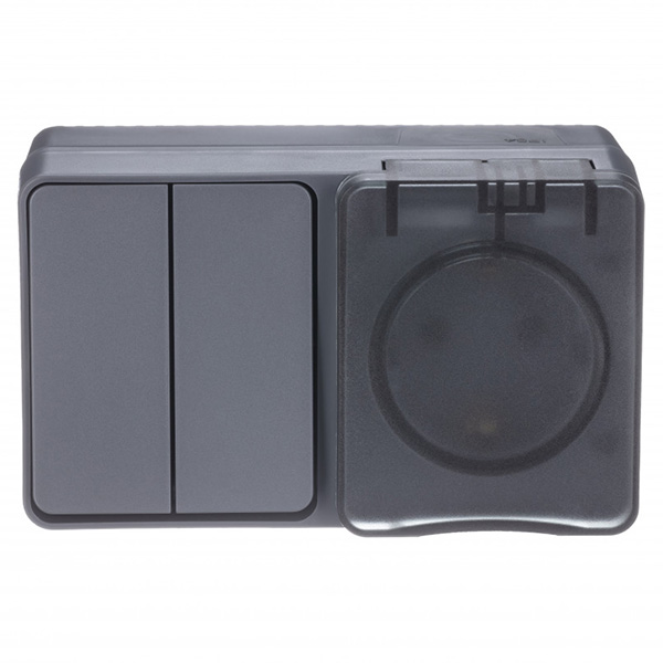 AtlasDesign Profi54 антрацит блок Р+В2кл открытая горизонтально IP54 