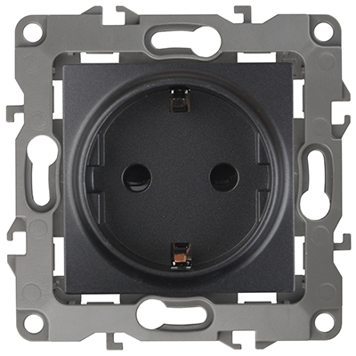 купить ЭРА12 антрацит розетка скрытая 1-мест заземление IP20  в Самаре ЭРА12 антрацит розетка скрытая 1-мест заземление IP20