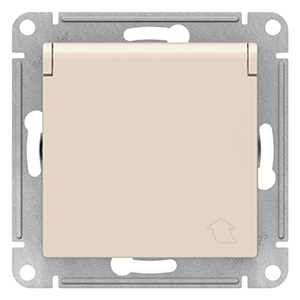 купить Атлас бежевый розетка скрытая 1-мест заземление с крышкой шторки IP20  в Самаре Атлас бежевый розетка скрытая 1-мест заземление с крышкой шторки IP20