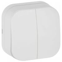 Глори белый выключатель 2кл открытая 10А IP20  