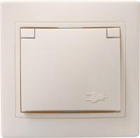 Кварта кремовый розетка скрытая 1-мест заземление с крышкой шторки IP20 