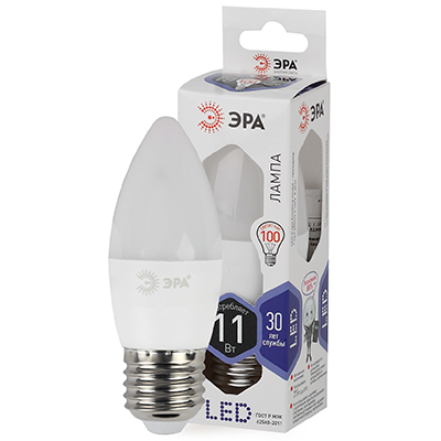 купить Лампа свеча свд Е27 11Вт 6000К 880лм В35 матовая ЭРА  в Самаре Лампа свеча свд Е27 11Вт 6000К 880лм В35 матовая ЭРА