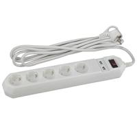 купить Фильтр сетевой 5-мест 1,5м ПВС 3*0,75 белый выкл USB ЭРА  в Самаре Фильтр сетевой 5-мест 1,5м ПВС 3*0,75 белый выкл USB ЭРА