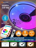 купить Светильник настенно-потолочный свд 40Вт RGB круг белый/хром  пульт ДУ Estares музыкальная, API в Самаре Светильник настенно-потолочный свд 40Вт RGB круг белый/хром  пульт ДУ Estares музыкальная, API