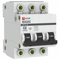 купить Автомат 3Р 6А C 4,5кА ВА47-29 EKF Basic  в Самаре Автомат 3Р 6А C 4,5кА ВА47-29 EKF Basic