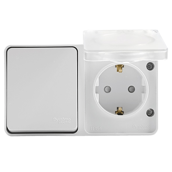 AtlasDesign Profi54 белый блок Р+В1кл открытая горизонтально IP54 