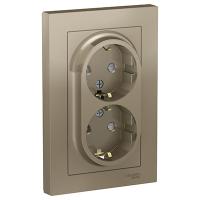 купить Атлас шампань розетка скрытая 2-мест заземление шторки IP20 моноблок в Самаре Атлас шампань розетка скрытая 2-мест заземление шторки IP20 моноблок