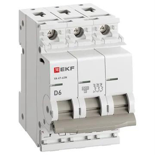 Автомат 3Р 6А D 4,5кА ВА47-63N EKF PROxima