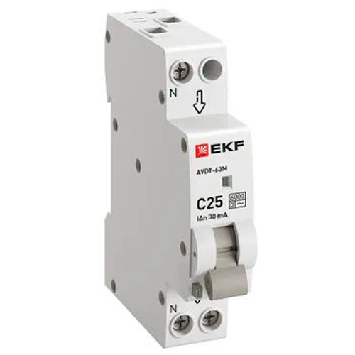 Дифавтомат 2Р 25А C тип AC 30мА 6кА 1мод АВДТ-63М EKF