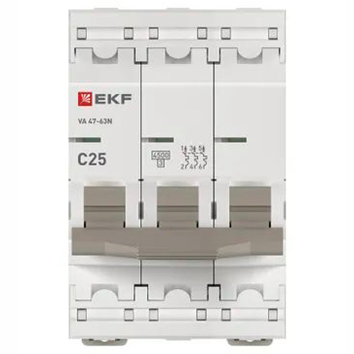 Автомат 3Р 25А C 4,5кА ВА47-63N EKF PROxima