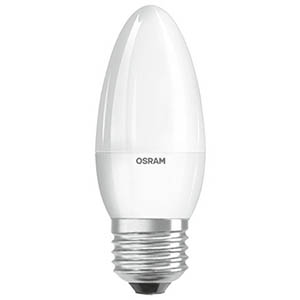 купить Лампа свд 220В E27 6,5Вт 4000К 550лм свеча B35 матовая Osram  LED Star в Самаре Лампа свд 220В E27 6,5Вт 4000К 550лм свеча B35 матовая Osram  LED Star