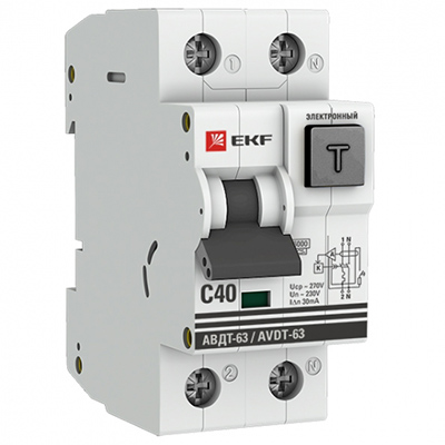 купить Дифавтомат 2Р 40А C тип A 30мА 6кА АВДТ63 2мод EKF в Самаре Дифавтомат 2Р 40А C тип A 30мА 6кА АВДТ63 2мод EKF