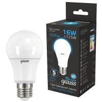 купить Лампа светодиодная 220В Е27 16Вт 6500К 1520лм стандарт A60 матовая Gauss Black в Самаре Лампа светодиодная 220В Е27 16Вт 6500К 1520лм стандарт A60 матовая Gauss Black