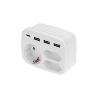 купить Тройник электрический 16А + 2х2,5А с/з + 3хUSB-A 2,4А + USB Type-C 3А, белый REXANT в Самаре Тройник электрический 16А + 2х2,5А с/з + 3хUSB-A 2,4А + USB Type-C 3А, белый REXANT