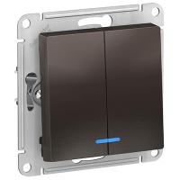 Атлас мокко выключатель 2кл с подсветкой скрытая 10А IP20 