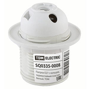 купить Патрон подвесной E27 пластик с кольцом белый TDM  в Самаре Патрон подвесной E27 пластик с кольцом белый TDM