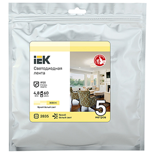 купить Лента свд 12В 4,8Вт/м 60свд/м 3000К 2835 IP20 IEK 5м в Самаре Лента свд 12В 4,8Вт/м 60свд/м 3000К 2835 IP20 IEK 5м