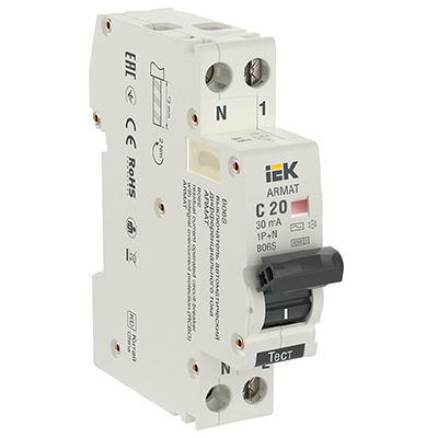 купить Дифавтомат 2Р 20А C 30мА 6кА B06S 1мод IEK ARMAT в Самаре Дифавтомат 2Р 20А C 30мА 6кА B06S 1мод IEK ARMAT