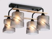 Светильник потолочный (люстра) 4*40Вт E27 черный/дерево Светильник потолочный (люстра) 4*40Вт E27 черный/дерево