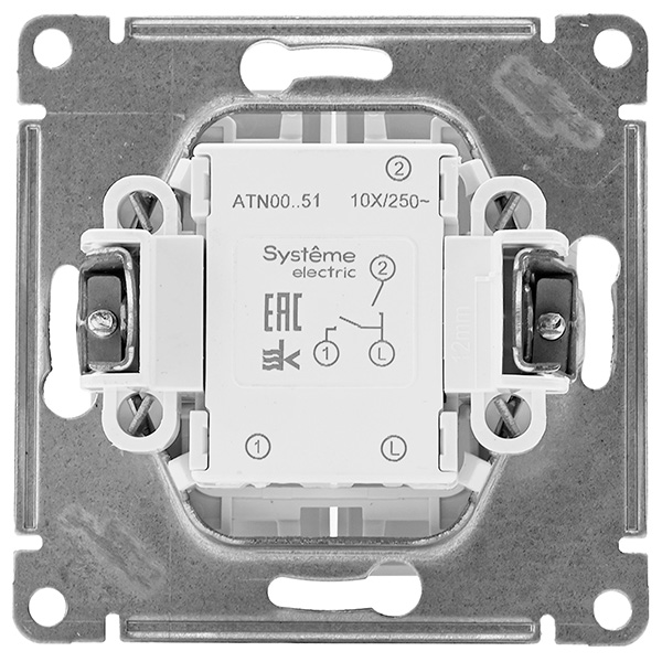 AtlasDesign белый выключатель 2кл скрытая 10А IP20 
