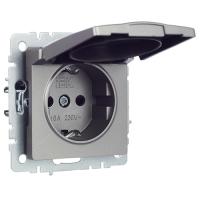 купить Брайт сталь розетка скрытая 1-мест заземление с крышкой шторки IP20  в Самаре Брайт сталь розетка скрытая 1-мест заземление с крышкой шторки IP20